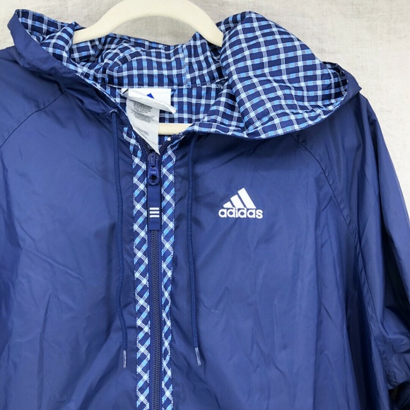 ADIDAS Plaid Three Stripe Windbreaker 1999 Vintage - Picture 2 of 7